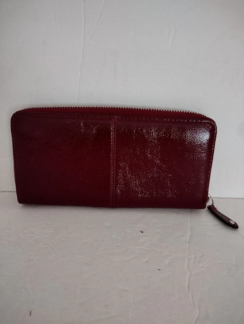 NWT Coach Ashley Pleated Patent Leather Zip Around Wallet Accordion in Red Y2K